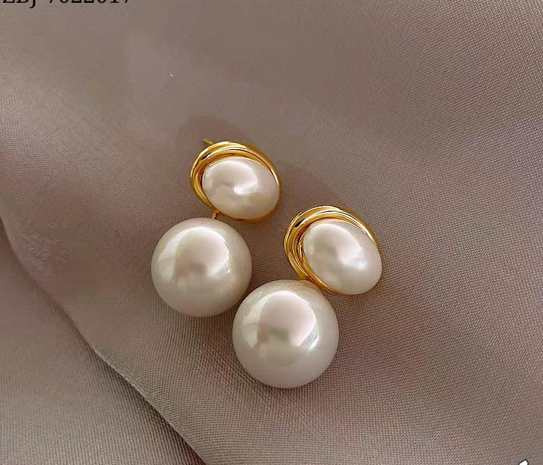 Oval Shape Marble Korean Style Earings For Women Girls Design Earring Jewelry (golden) buy online in Pakistan