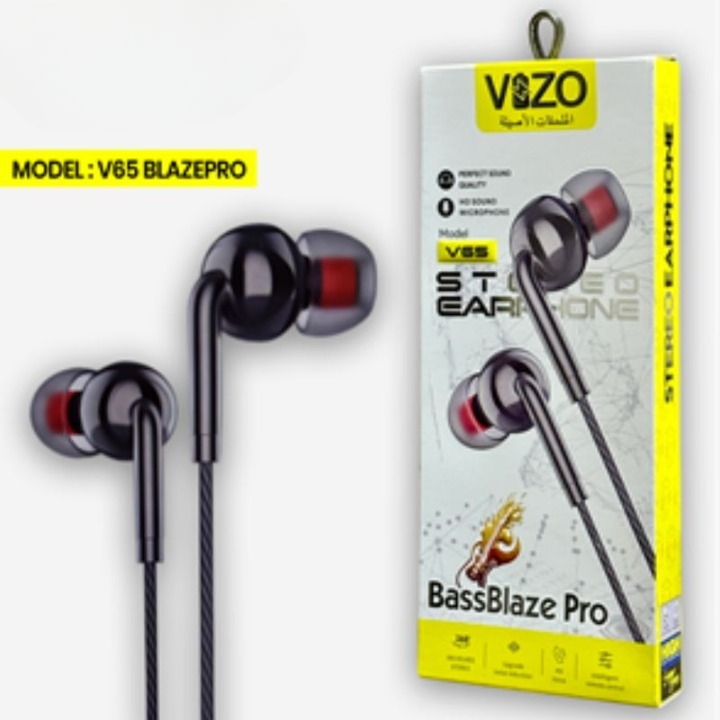 V65 Blaze Pro – Wired Stereo Earphones | Best Quality Hand Free | Hands-Free For Mobile Phone | Headphone - Earphones buy online in Pakistan