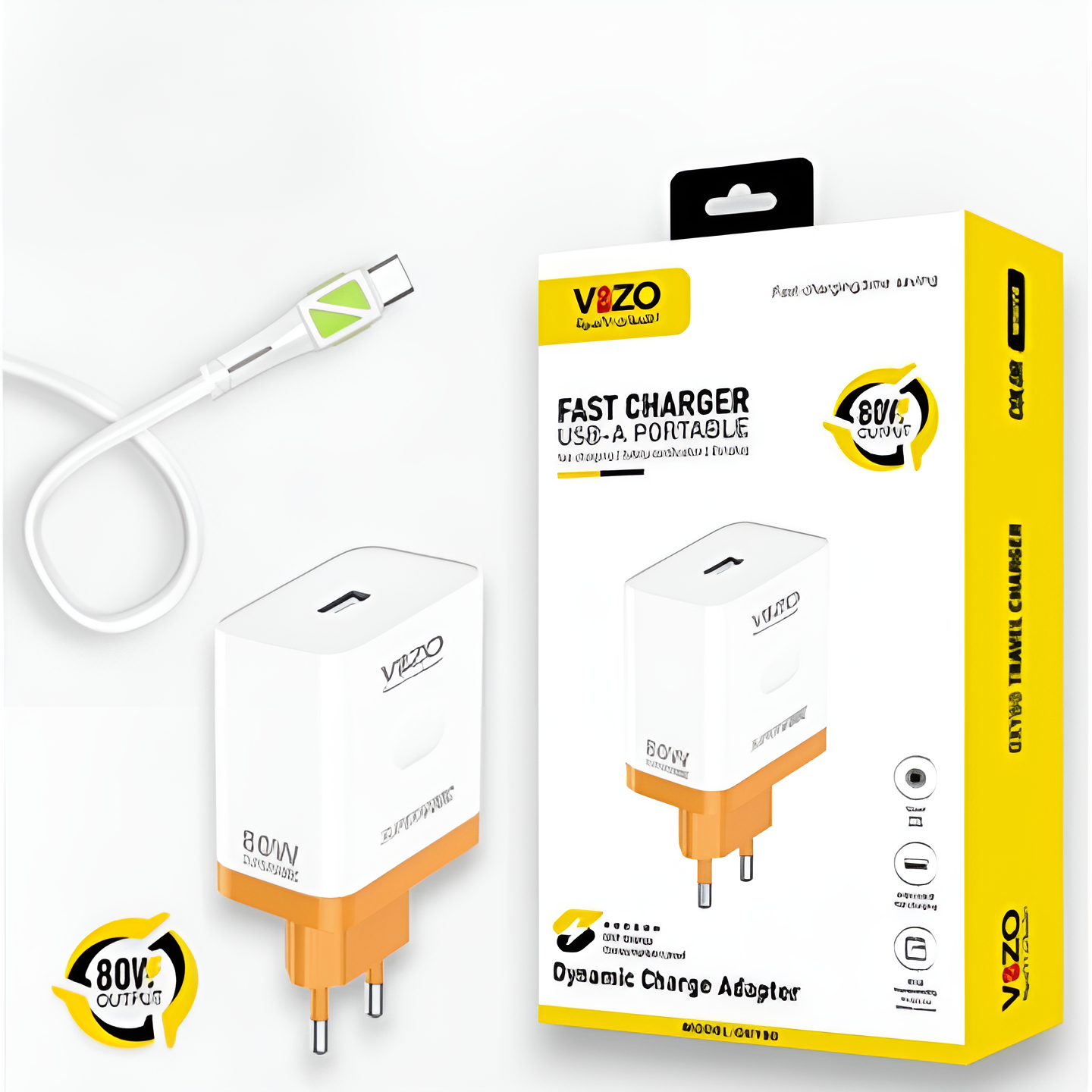 Oxy 80 – Universal Fast Charger with 80W Output | Best Quality Charger - Android Charger - Mobile Phone Charger - Type-C Cable Charger buy online in Pakistan