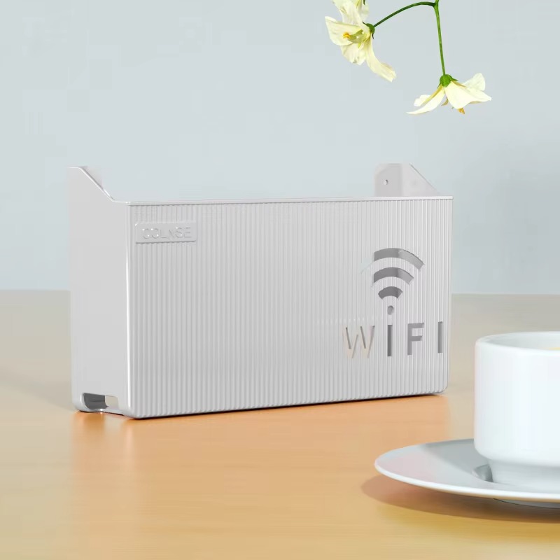 WiFi Router Shelf & Cable Organizer – Wall-Mount ABS Plastic Storage Box for Routers, Power Strips & Cables (Random Colors) buy online in Pakistan