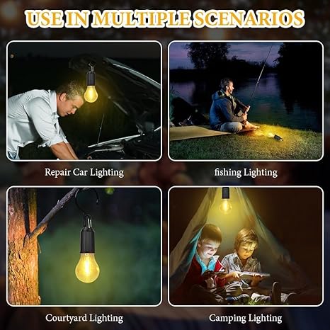 Rechargeable Portable LED Camping Lantern, Tent Lamp with Clip Hook, Essentials Tent Accessories Emergency Camping Light...