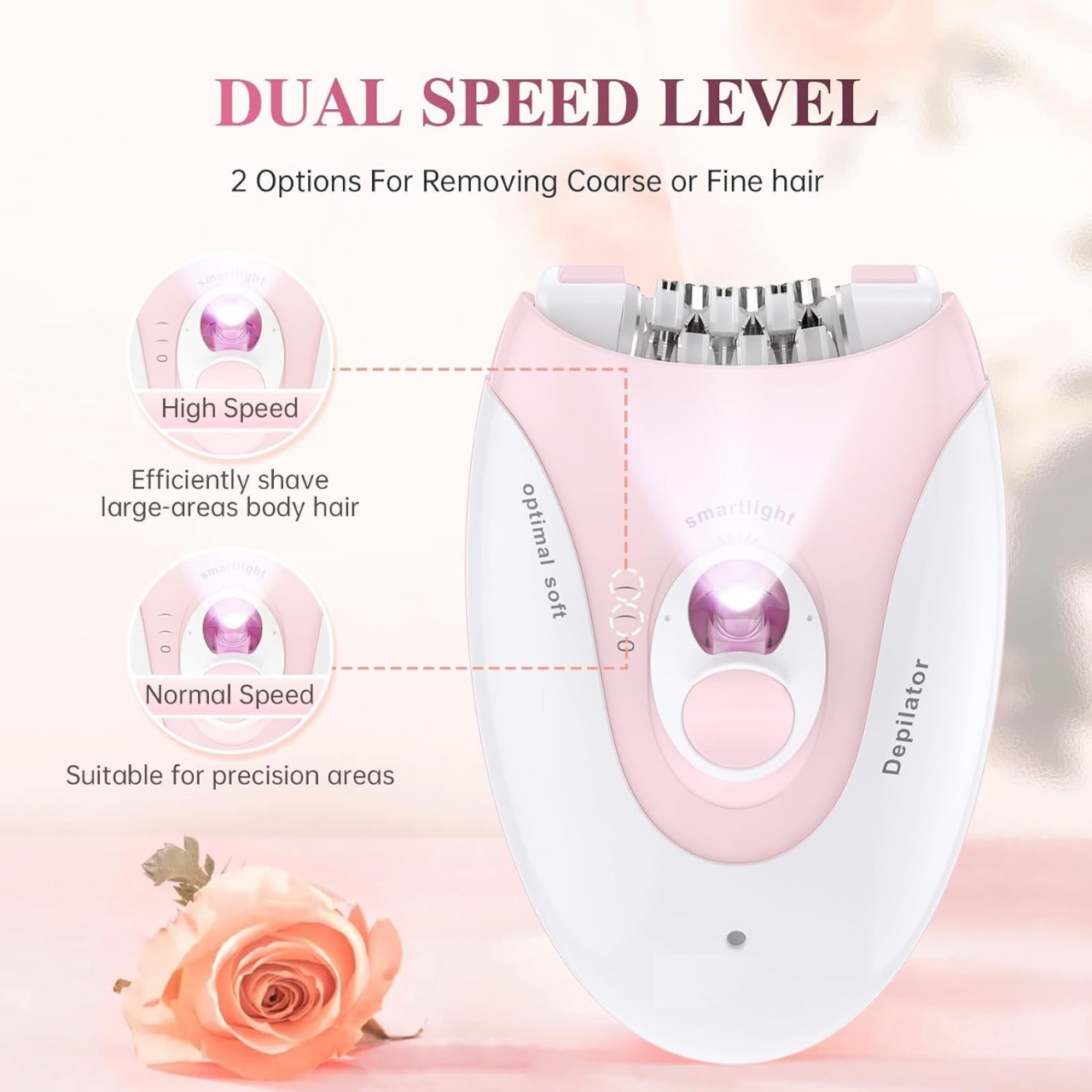 Daling DL-6032 Cordless Ladies Epilator with 2-Speed Adjustment, Painless Hair Removal, Rechargeable, Compact and Easy to Use for Legs, Arms, Underarms buy online in Pakistan
