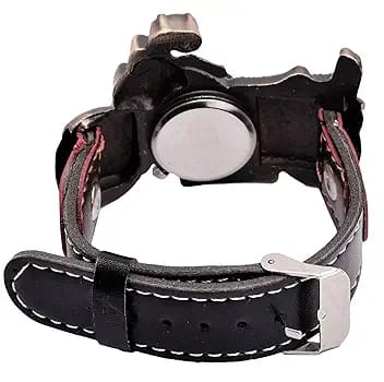 Men’s Motorcycle-Inspired Analog Wrist Watch with Bike Look Stainless Steel Dial – Stylish Daily Watch with Premium Leather Strap (Without Box) thumbnail 3