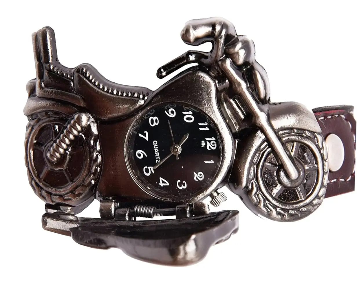 Men’s Motorcycle-Inspired Analog Wrist Watch with Bike Look Stainless Steel Dial – Stylish Daily Watch with Premium Leather Strap (Without Box) thumbnail 4