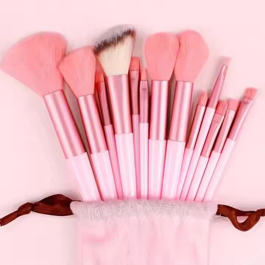 13 Pieces Soft Fluffy Makeup Brush Set - Cosmetics Brush Set - Makeup Brush Kit - Blush and Powder Brushes - Makeup Brushes for Foundation - Pink Color - Without Box buy online in Pakistan