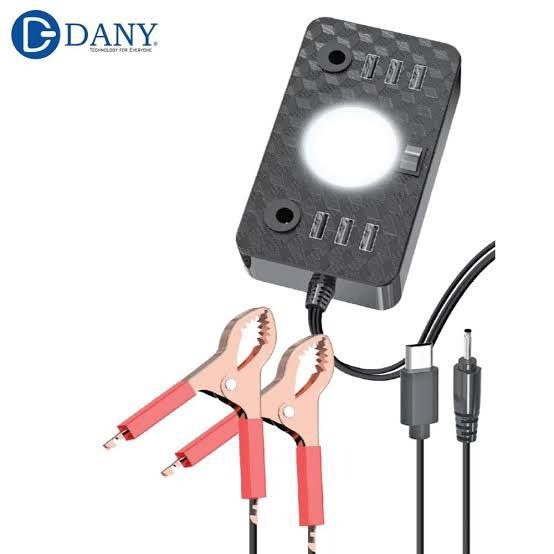 Dany C-1 Clipper Charger | 6 USB Ports | LED Light | DC Solar Mobile Charger | USB Battery Clamp | Power Cable | Short Circuit & Overload Protection - DC Mobile Charger - Original buy online in Pakistan