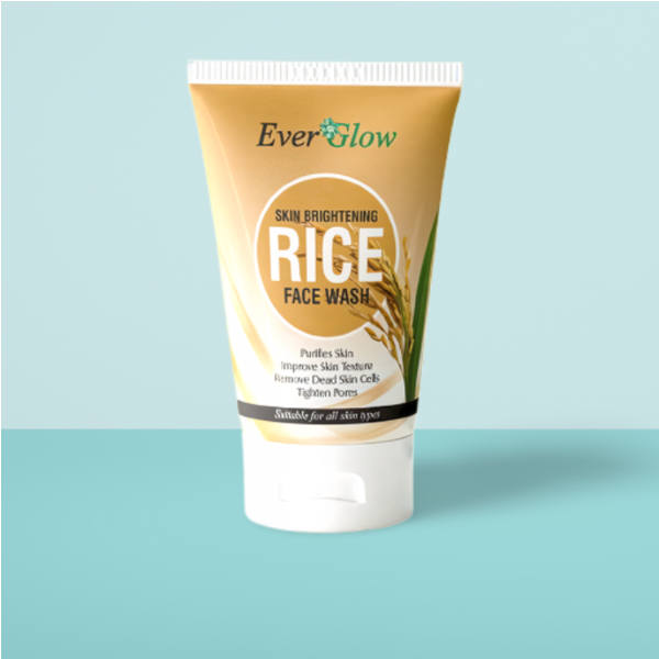 EverGlow Skin Brightening Rice Face Wash 120 ML - Purifies, Improves Texture, Exfoliates, Tightens Pores - For All Skin...