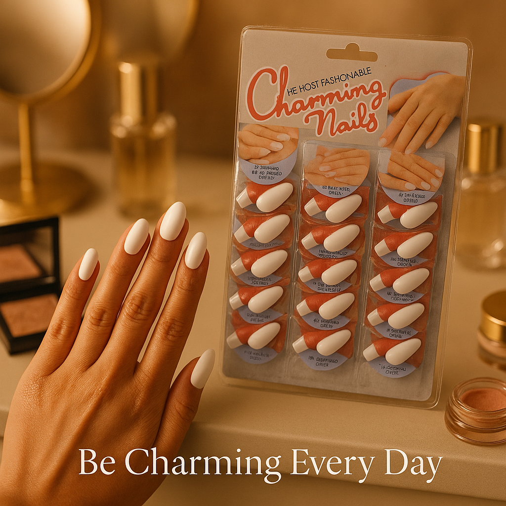 Pack of 24 Charming Artificial Nails with Glue – 240 Nails & 24 Glues Total, Beautiful Nail Extensions for Girls &am...