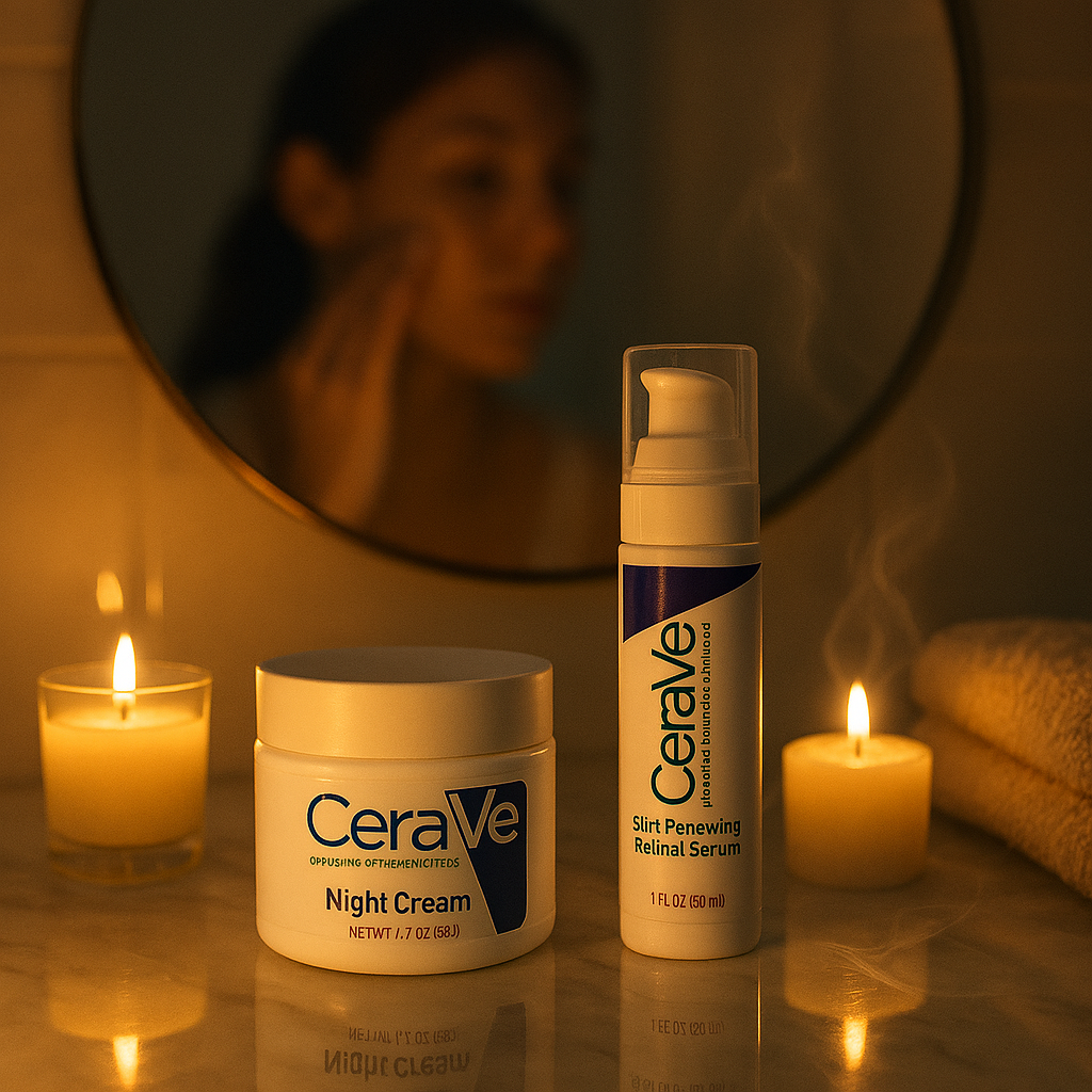CeraVe Skincare Set – Night Cream, Retinol Serum, Acne Foaming Cream Cleanser, and Hydrating Mineral Sunscreen SPF 50 –...