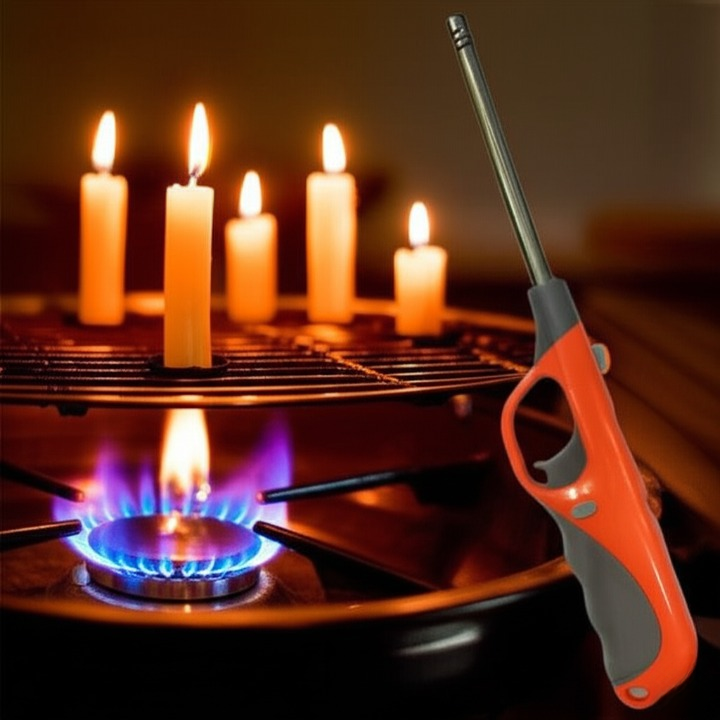 Electronic Refillable Gas Lighter for Kitchen, Stove, Candle, Camping, and Outdoor Use – Durable Butane Ignition with Ea...