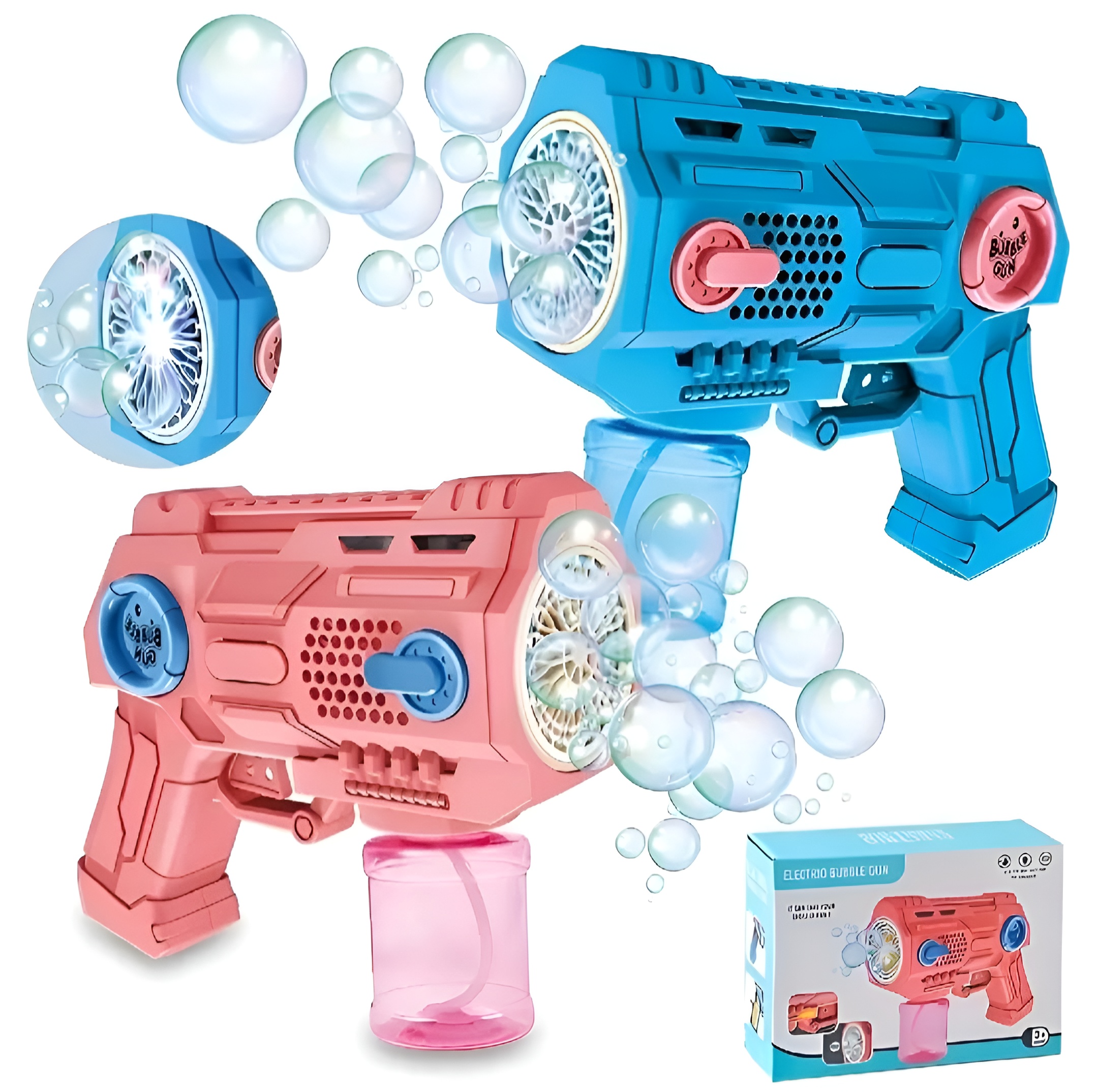 LED light up automatic bubble machine gun