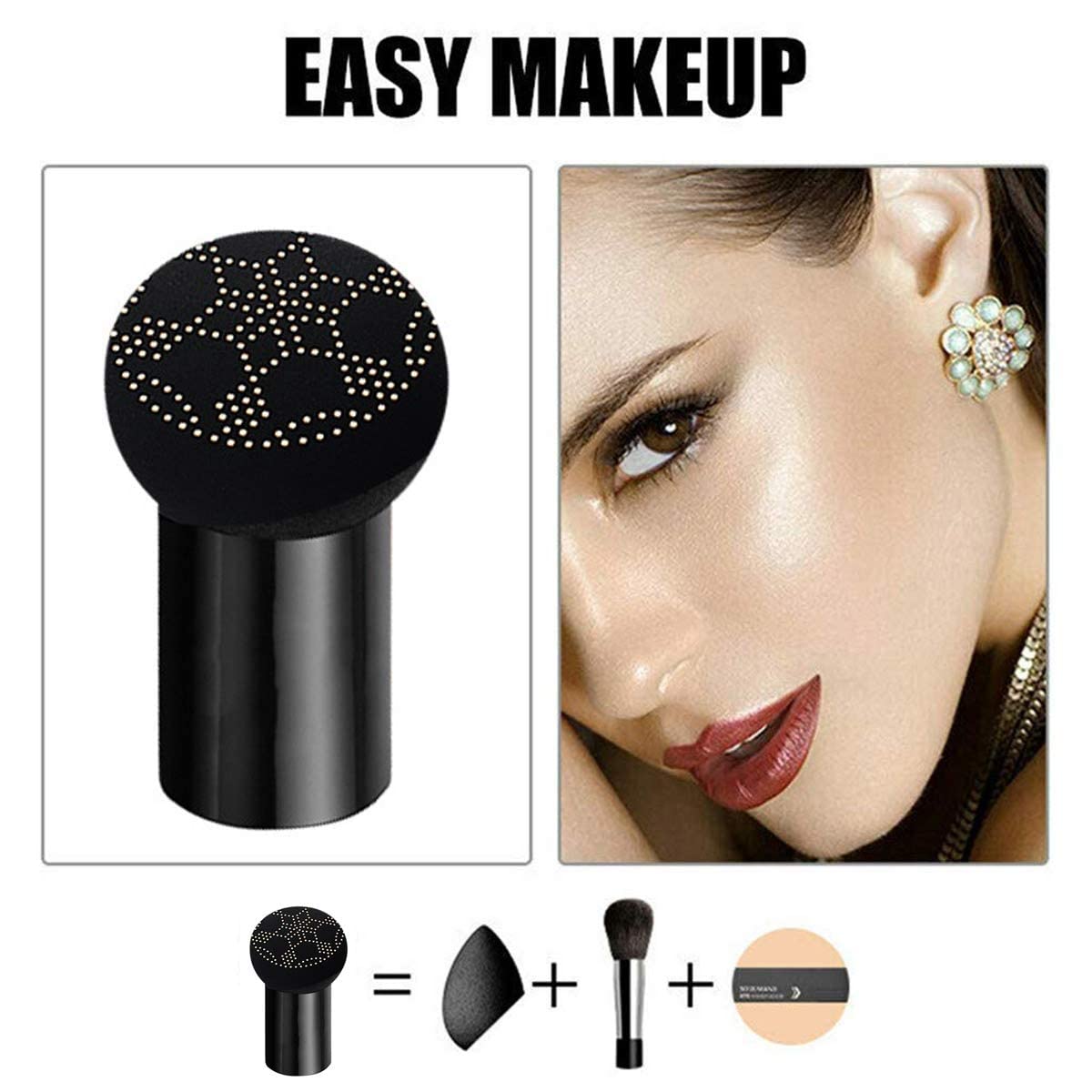 SUNISA Waterproof Mushroom Head Air Cushion Foundation – BB & CC Cream with Moisturizing Liquid Base and Sponge Applicator view 2