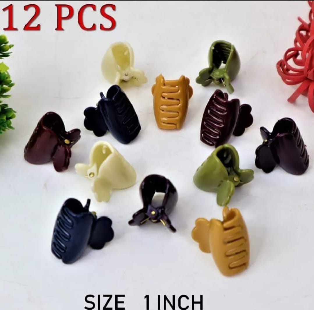 Pack of 12 Hair Catchers – Small Size (1 Inch) Multicolor Plastic Clips for Women & Girls | Strong Grip & Stylish Design (Random Color) buy online in Pakistan