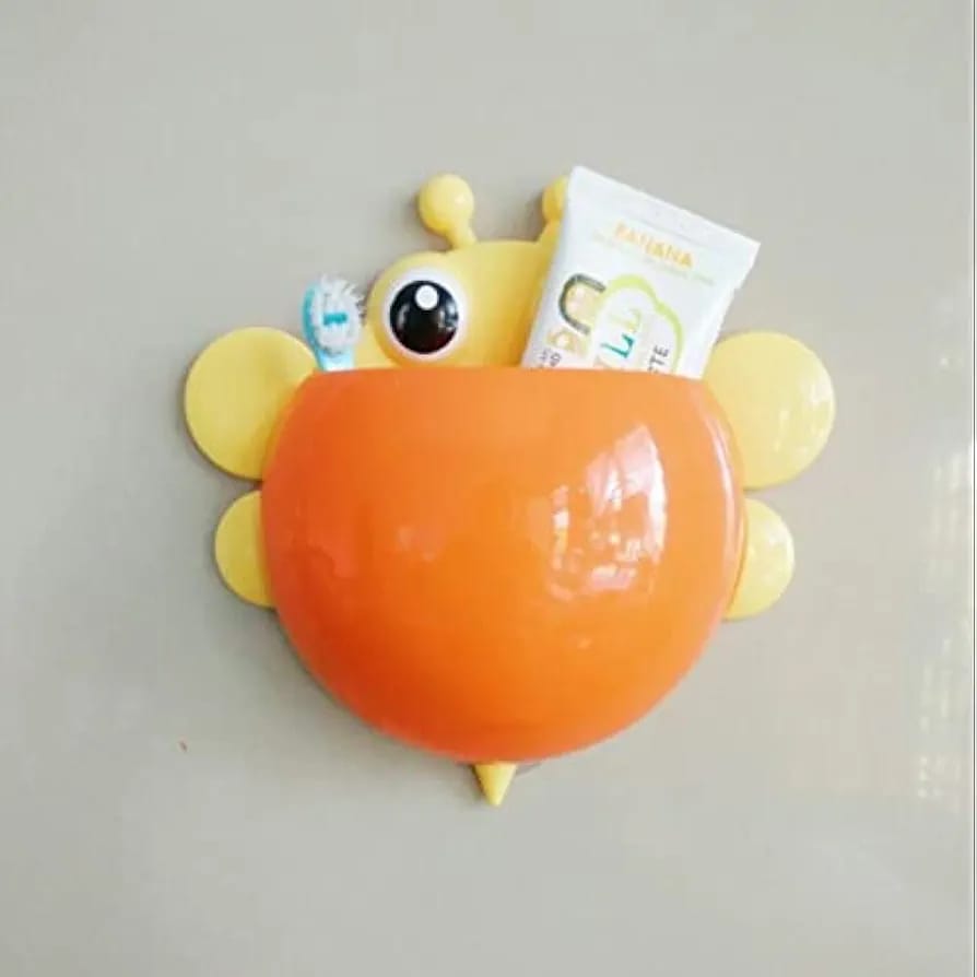 Bee Shaped Plastic Toothbrush Holder with Suction Hook – Cute Wall Mounted Toothbrush Stand for Kids & Travel (Random Colors) buy online in Pakistan