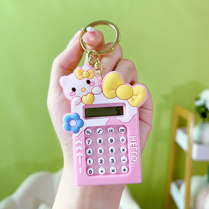 Mini Calculator Keychain – Cute Pink Kawaii Cartoon Portable Calculator | School & Student Supplies, Stationery Gift (Random color) buy online in Pakistan