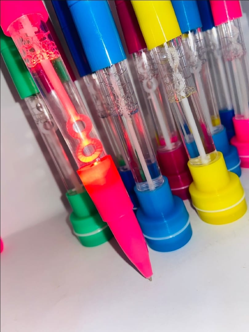 4-in-1 Pen with Stamp, Bubbles, Light, and Writing Function – Fun Creative Multi-Use Pen for Kids, Arts, Crafts, and Sch...