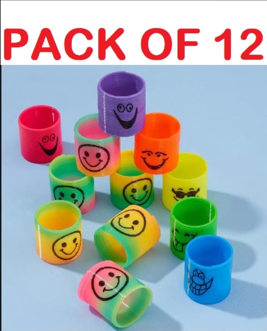 Pack of 12 Magic Slinky Spring Finger Fidget Toys – Stress Relief Sensory Toy for Kids & Adults, Fun Party Favors and Learning Activity, Multicolor