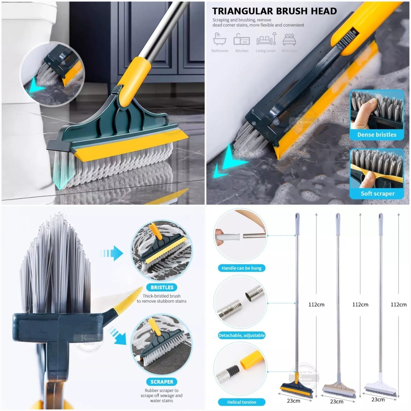 2 In 1 Floor Cleaning Brush Bathroom Tile Windows Floor Cleaning Brush With 120° Rotatable Head – Multipurpose Bathroom...
