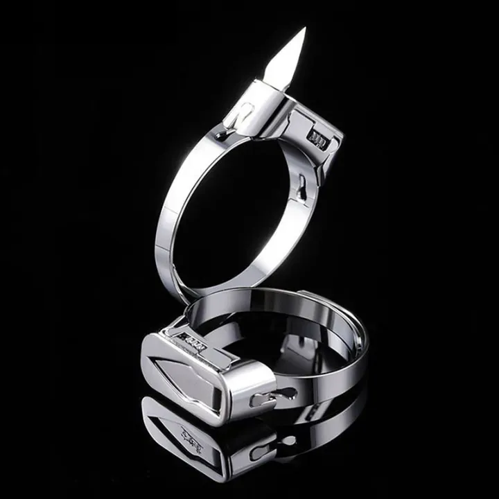 Stainless Steel Self-Defense Ring with Hidden Blade – Adjustable Mini Knife Ring for Personal Safety – Wearable Concealed Protection Tool for Men & Women buy online in Pakistan