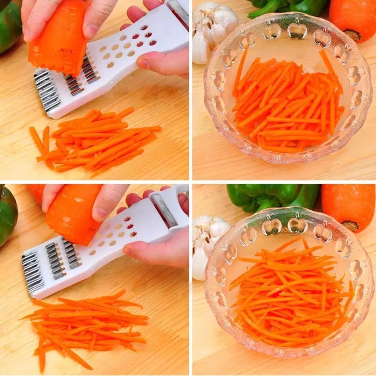 5-in-1 Multi Vegetable Cutter & Peeler – Multipurpose Julienne Slicer, Grater, Metal Scraper, and Fruit & Vegetable Kitchen Tool buy online in Pakistan