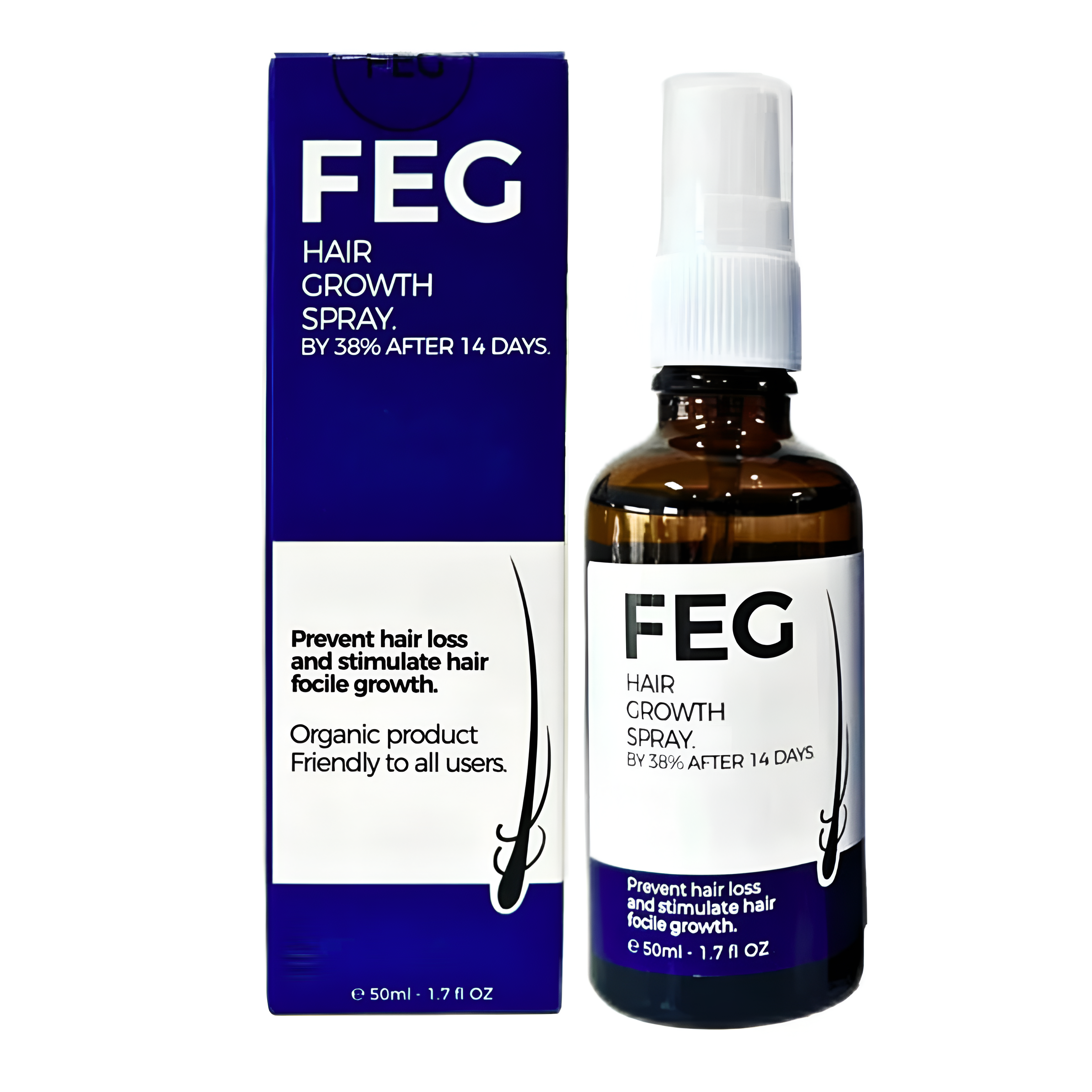 FEG PLUS Hair & Beard Growth Serum Spray 50ml | Seaweed Extract, Rosemary, Redensyl, Anagain & Minoxidil | Anti Hair Loss, Regrowth Treatment