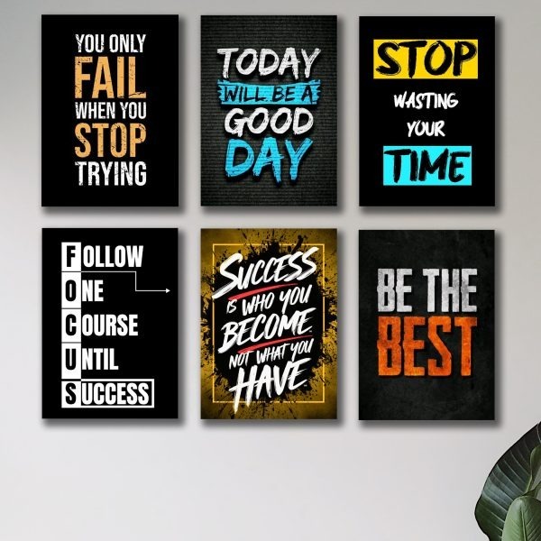Set Of 6 Motivational Wooden Canvas Frames For Wall Decore 8x11 inches size / Sticky Phototiles Frames buy online in Pakistan