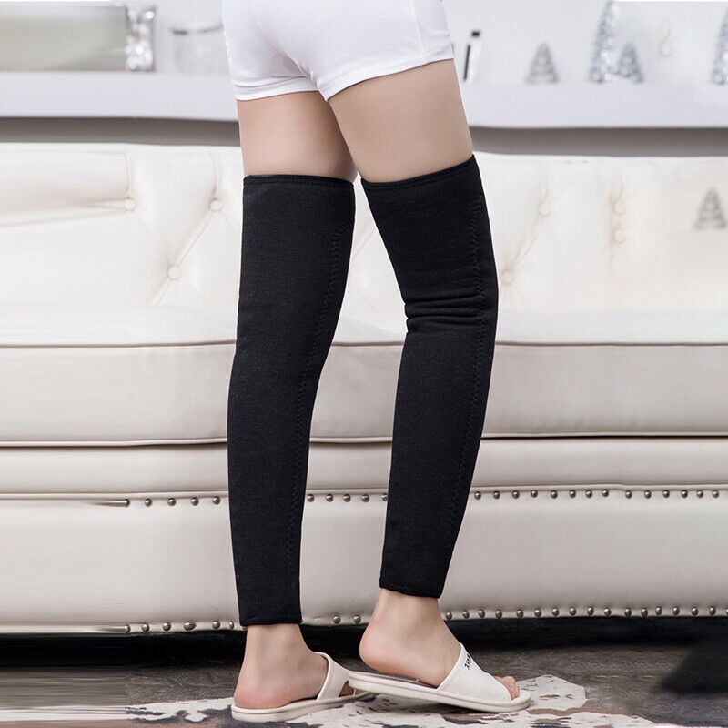 Unisex Wool Knee Length Leg Warmers – Plain Black, Comfortable & Stylish Winter Wear, Easy to Wear - Without Belt (1...