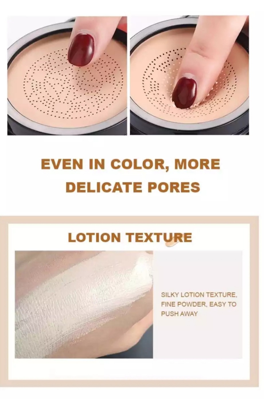 SUNISA Waterproof Mushroom Head Air Cushion Foundation – BB & CC Cream with Moisturizing Liquid Base and Sponge Applicator view 4