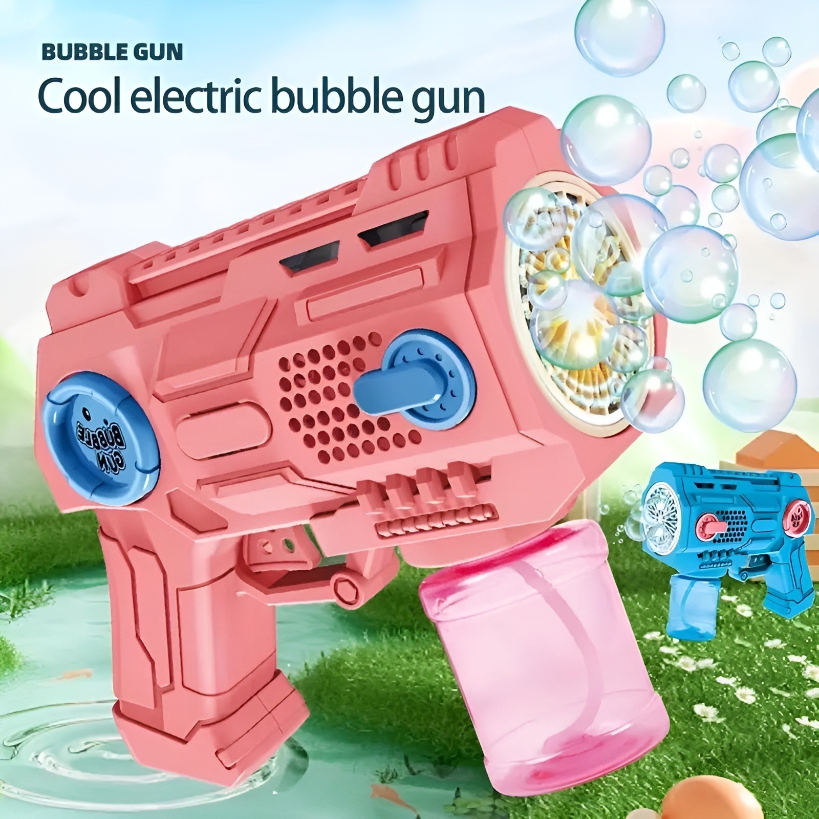 Children’s Handheld Porous Electric Bubble Gun with Lights & Music – Automatic Mess-Free Bubble Blower with Bottle F...