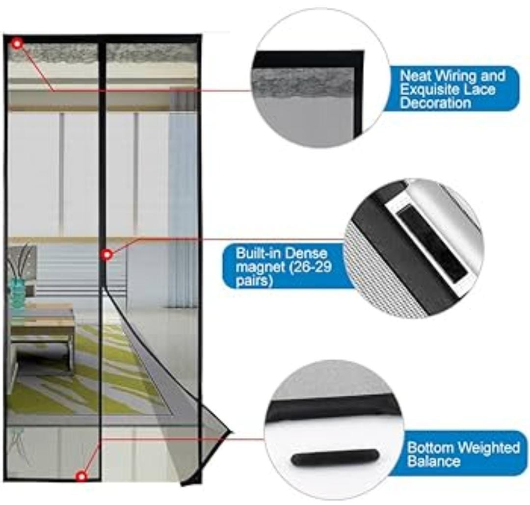 Hands-Free Retractable Magic Mesh Screen Door – Magnetic Closure, Easy Install, Keeps Bugs Out view 3