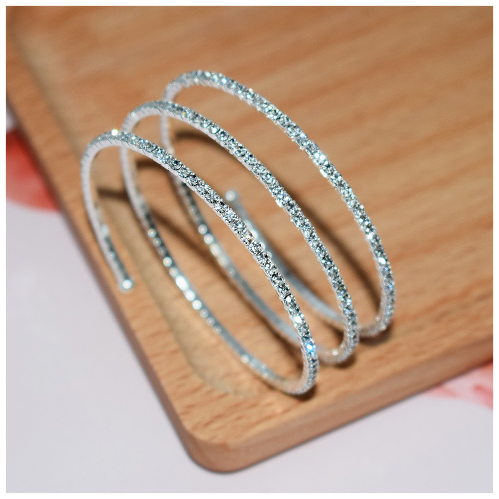 QPT-996 - 3-in-1 Elegant Zircon Bangle Set for Women – Premium Silver &amp; Golden Plated Bangles with Sparkling Zircon Stones | Stylish Party Wear &amp; Everyday Jewelry thumbnail 2
