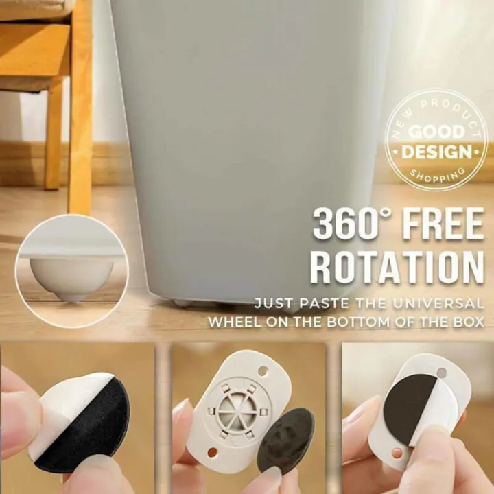 Quality Furniture Moving Wheel -  [4 Pcs] | Stainless Steel Mini Swivel Wheels With 360 Degree Rotation For Bins Storage Box