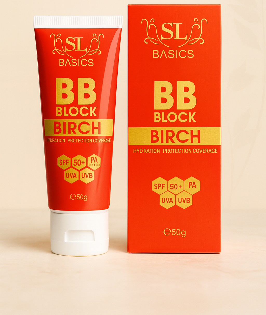 SL Basics BB Block SPF 50+ Tinted Sunscreen – Hydrating & Protective BB Cream with Vitamin E & Lotus Extract (50ml) buy online in Pakistan