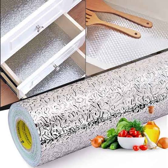 Silver Foil Kitchen Waterproof & Oil Proof Sticker | Aluminum Foil Self-Adhesive Sheet for Stove, Cabinets & Walls – Heat Resistant Wallpaper (60×200cm) buy online in Pakistan
