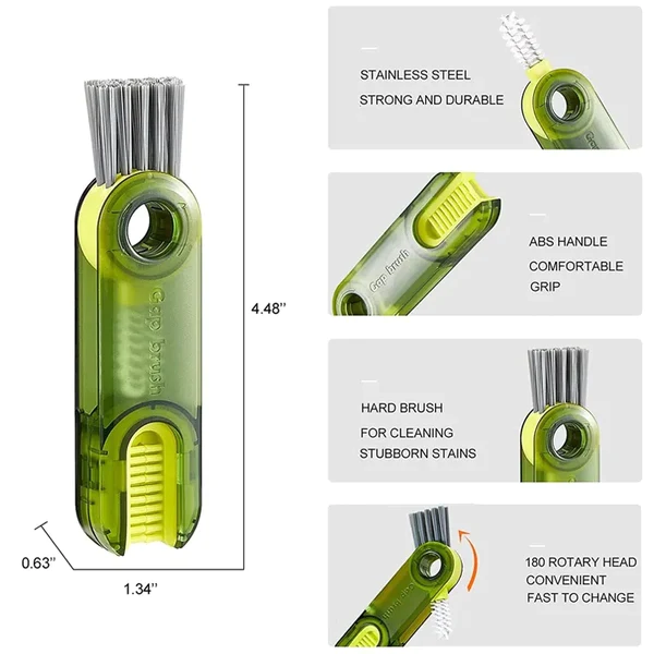 3-in-1 Silicone Cup Brush Set | U-Shaped Bottle Cleaner with Steel Balls & Straw Lid Scrubber | Multi-Functional Kitchen Cleaning Tool (Random Color) buy online in Pakistan