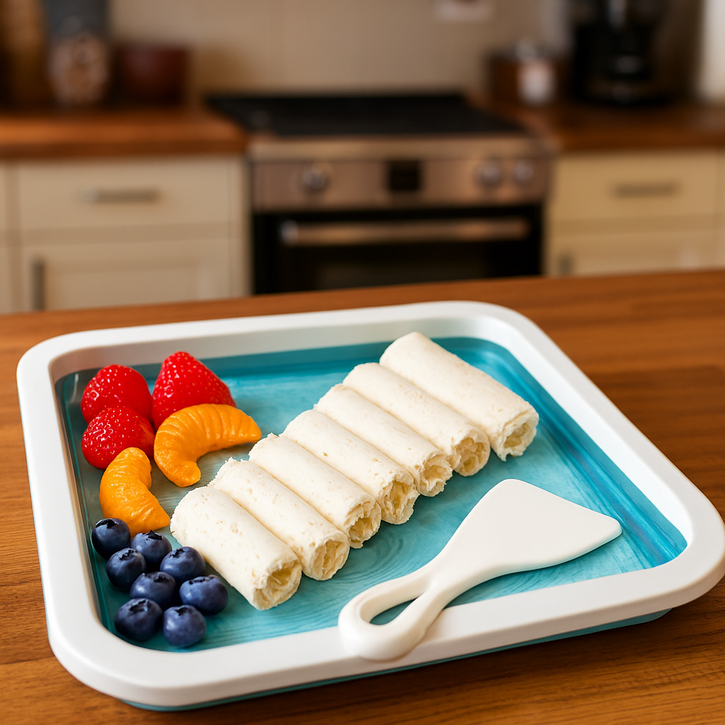 Rolled Ice Cream Maker Pan – DIY Frozen Yogurt & Dessert Plate with Scraper | 9.5 x 7.5 Inch Non-Stick Cooling Plate for Quick Homemade Ice Cream view 2