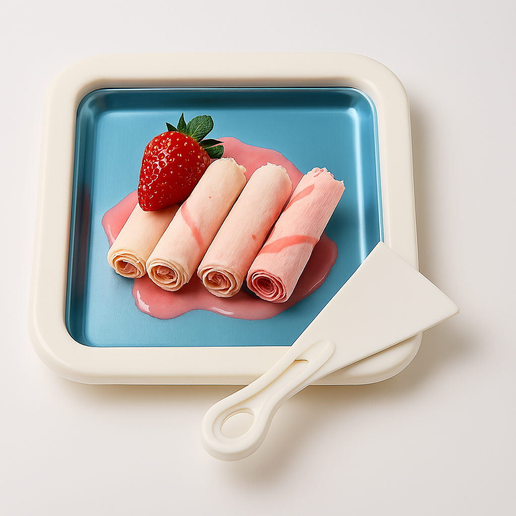 Rolled Ice Cream Maker Pan – DIY Frozen Yogurt & Dessert Plate with Scraper | 9.5 x 7.5 Inch Non-Stick Cooling Plate for Quick Homemade Ice Cream view 4