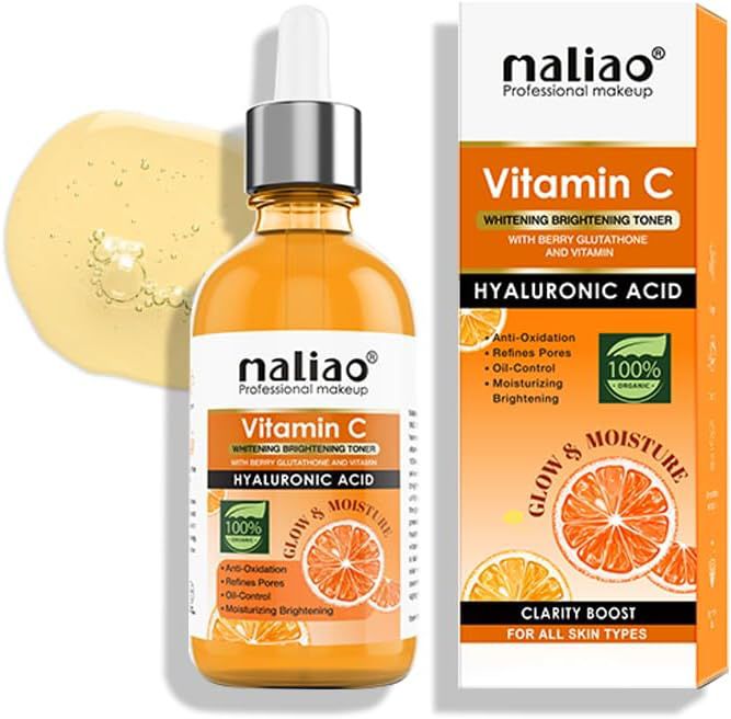 Maliao Vitamin C Whitening Brightening Toner with Berry Glutathione & Hyaluronic Acid – Anti-Oxidation, Pore Refining, All Skin Types, 30ml view 3