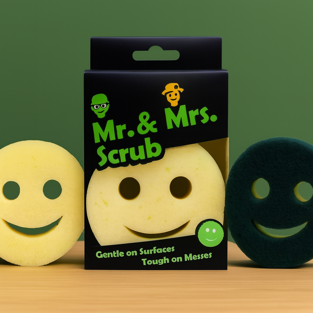 Smiley Face Scrub Sponge – Mr. & Mrs. Scrub | Gentle on Surfaces, Tough on Messes buy online in Pakistan