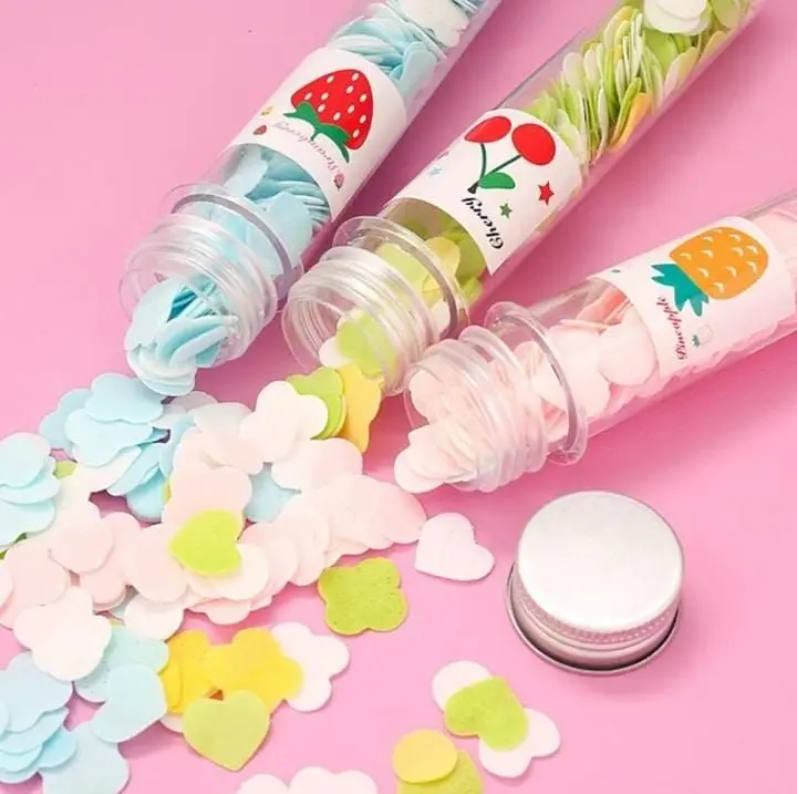 100 PCS Disposable Flower Paper Soap With Portable Tube Bottle – Multi-Color Travel Soap Sheets For Hand Washing, Camping, And Outdoor Use ( Random Color ) buy online in Pakistan