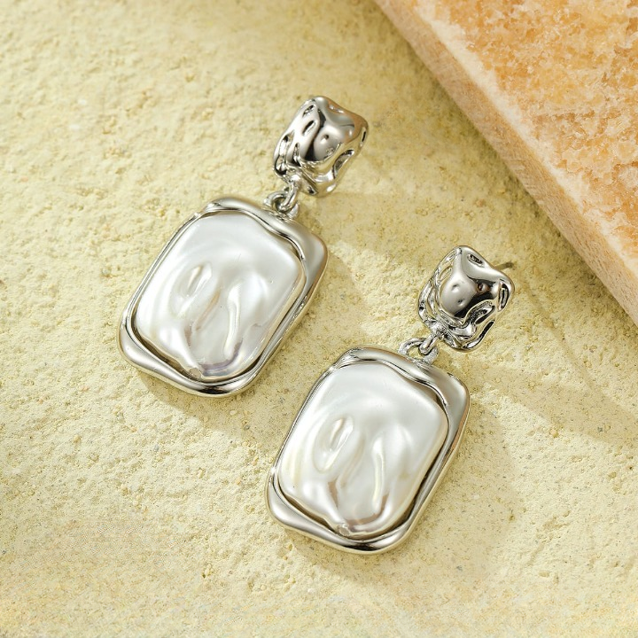 Elegant Korean Gold Foil Earrings with White Stone (PXT-115) - Buy Online in Pakistan at Zenbu Store (Image 6)