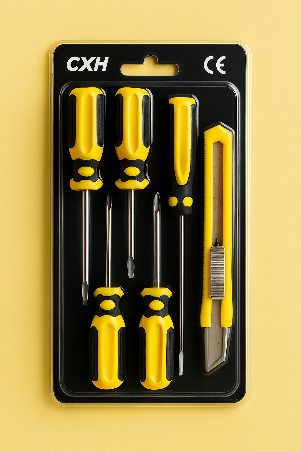 Set of 5 Screwdrivers & 1 Cutter – High Quality Hand Tool Kit with 2 Straight, 3 Cross Screwdrivers & Sharp Cutt...