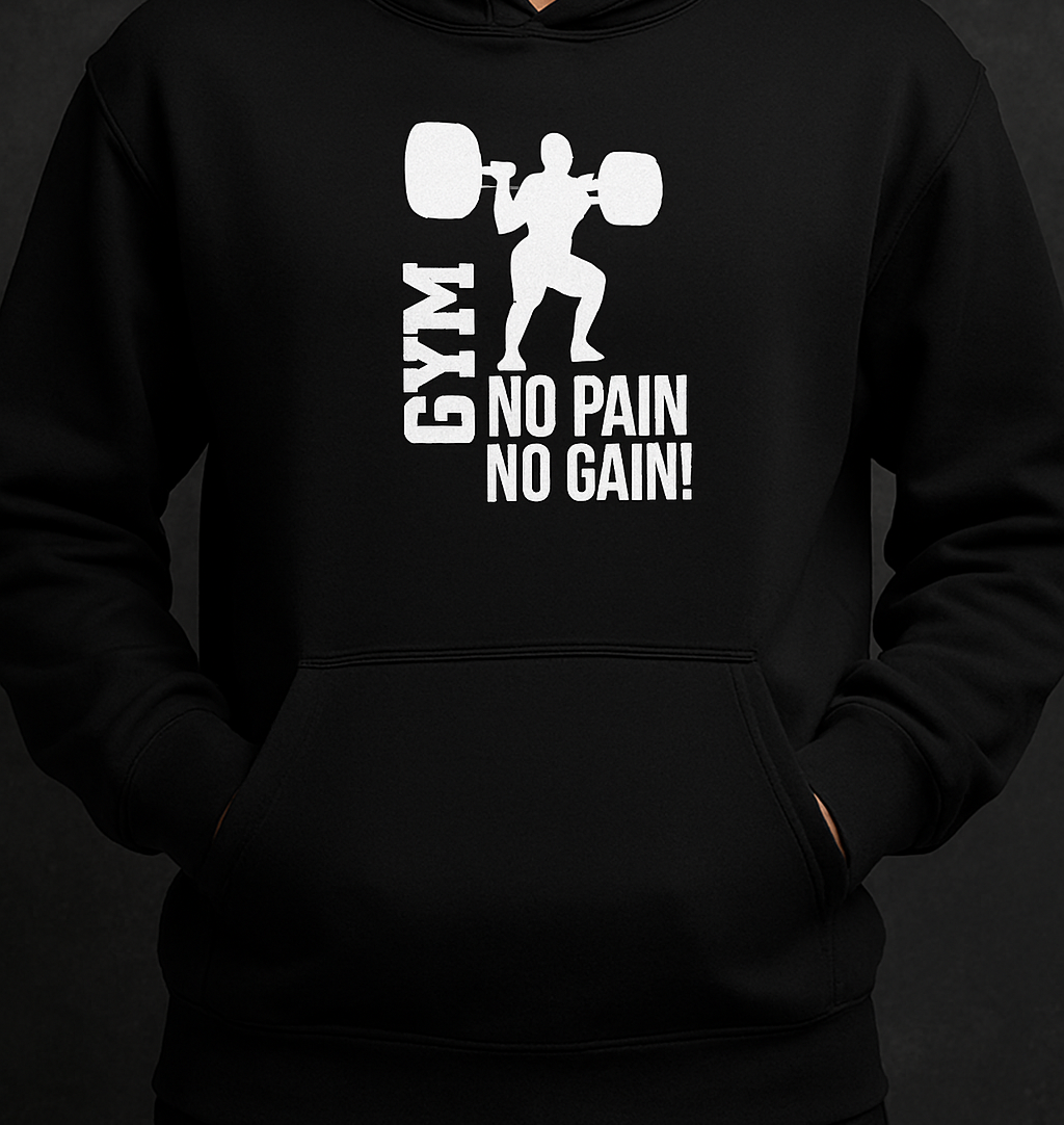 New Summer Collection Full Black Hoodie with GYM Print for Men and Boys – Comfortable, Stylish & Casual Wear