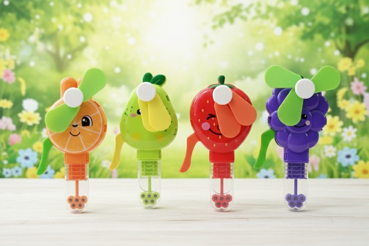 Handheld Fruit Shape Toy Fan for Kids – Cute Cartoon Design, Safe Soft Blades, Portable Mini Fan for Summer Play & C...