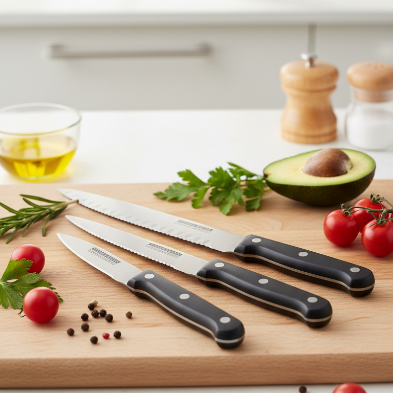 3-Piece Kitchen Knives Set – Black | Non-Stick Coating, Ergonomic Anti-Slip Handles, Perfect for Chopping, Slicing & Dicing | Dishwasher Safe buy online in Pakistan