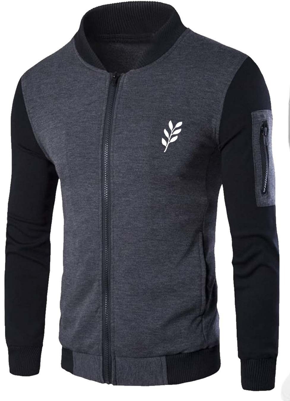 New Winter Collection Charcoal Grey Leaf Printed Zipper Jacket for Men & Boys - Buy Online in Pakistan at Zenbu Store