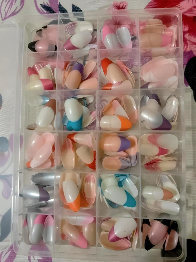 288 Pcs French Nails Set – Multicolor ABS Plastic Nail Tips, Smooth & Even Coverage, Durable, Easy-to-Apply, Perfect...