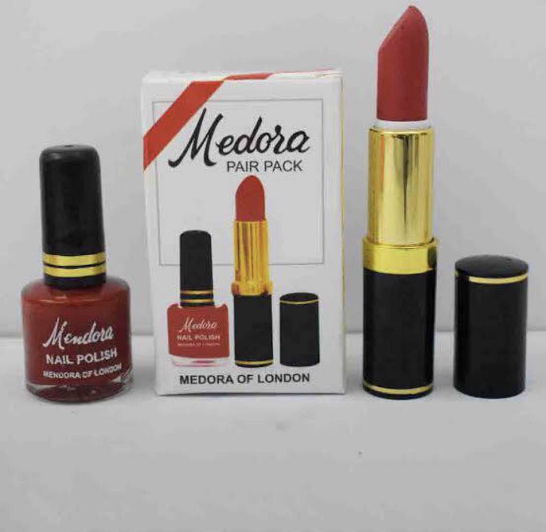 Medora 2 in 1 Lipstick & Nail Polish Combo – Premium Beauty Deal with Matching Shades, Includes 1 Lipstick & 1 Nail Polish (Shade Red, Maroon) buy online in Pakistan