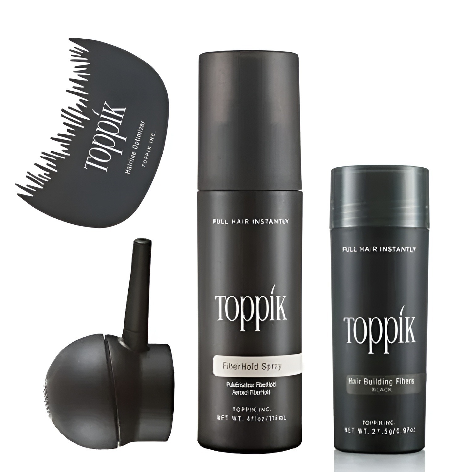 Toppik Hair Building Fiber ( 27.5g ) Pack of 4 Complete Kit – Toppik Hair Fiber +  Applicator + Holding Spray + Comb buy online in Pakistan