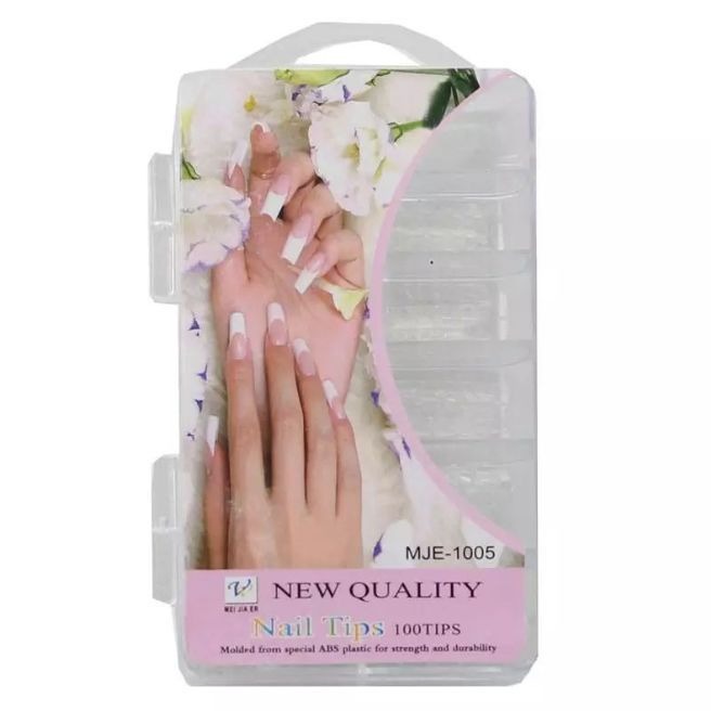100 Pcs Fake Nails Set – White ABS Plastic Nail Tips, Durable & Easy-to-Apply, Smooth Finish for DIY Nail Art &...